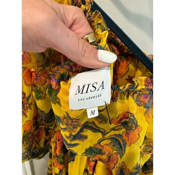 Misa Los Angeles Women's Asymmetric One Shoulder Floral Midi Dress Size M - Picture 6 of 6